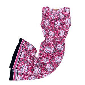 Ellen Tracy Pink, Black & Grey Sleeveless Cowl Neck Maxi Dress - SIZE MEDIUM